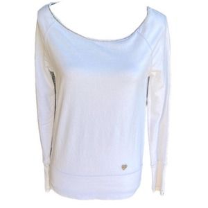 JUICY COUTURE Off Shoulder Beaded Crewneck Sweatshirt